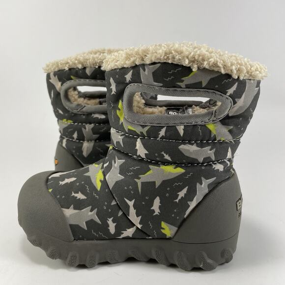 Bogs BMoc Handle Rain Boots Baby Girl Size 7 Sharks Gray Warm Lined Infant - Picture 11 of 11